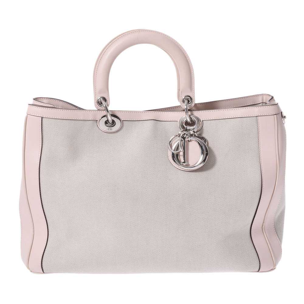 CHRISTIAN DIOR Diorissimo Bag Pink Calfskin Toile Handbag